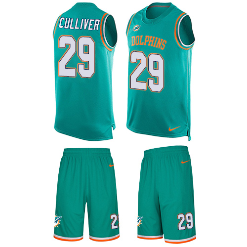 Men's Limited Chris Culliver Nike Jersey Aqua Green - #29 Tank Top Suit NFL Miami Dolphins